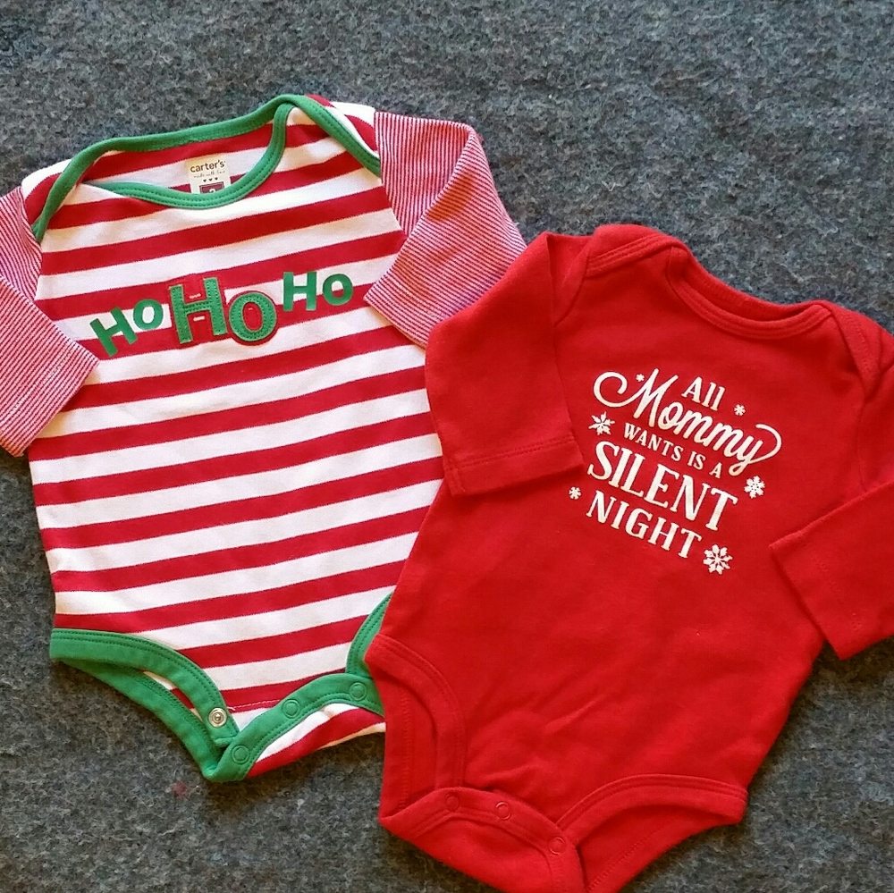 Two Christmas 3 Month Carters Bodysuites